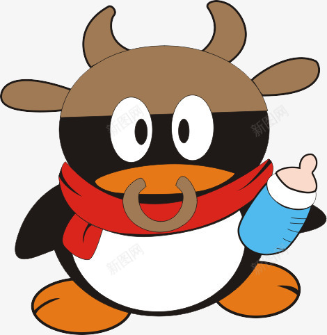 卡通png免抠素材_新图网 https://ixintu.com QQ公仔 卡通 奶瓶 牛