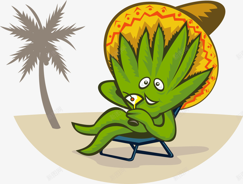 手绘休息的芦荟png免抠素材_新图网 https://ixintu.com 休息的芦荟 度假 手绘