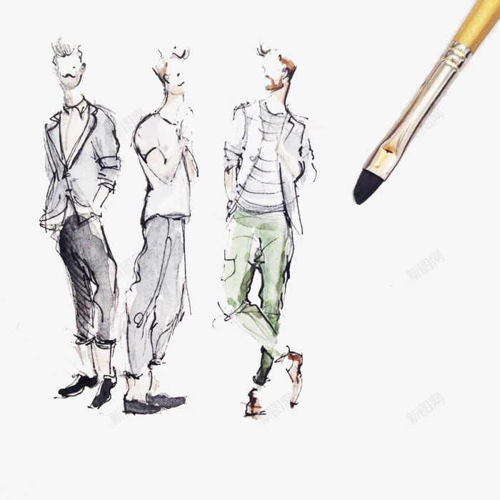 手绘男装服装插画png免抠素材_新图网 https://ixintu.com 男装设计稿