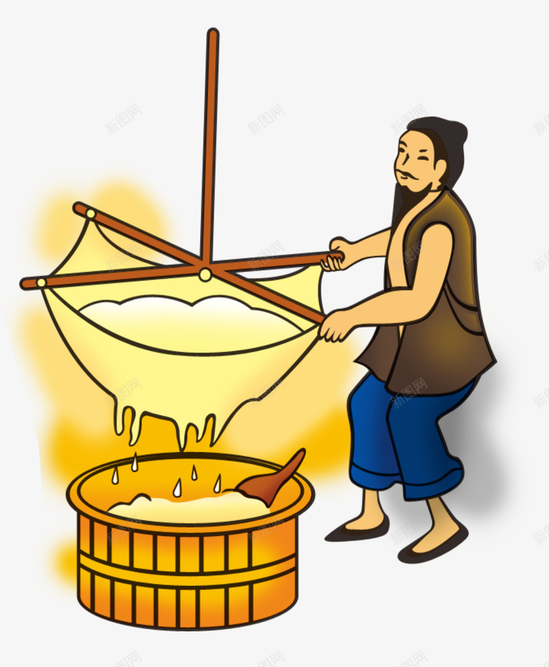 肠粉制作png免抠素材_新图网 https://ixintu.com 传统美食 制作过程 手工 插画 研制 肠粉