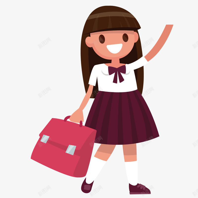 红色质感扁平女生矢量图ai免抠素材_新图网 https://ixintu.com 女生 扁平 红色 质感 矢量图