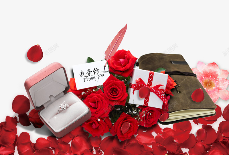 浪漫情人节玫瑰花广告装饰背png免抠素材_新图网 https://ixintu.com 七夕 情人节广告 情人节背景 我爱你 戒指 浪漫情人节 浪漫情人节玫瑰花广告素材装饰背景psd源文件免费下载 玫瑰花瓣