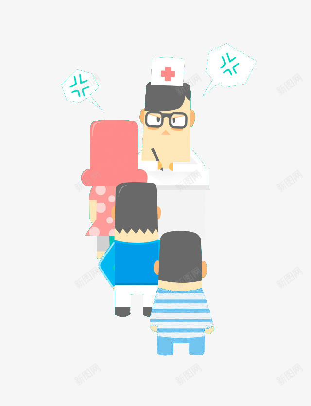 排队看医生png免抠素材_新图网 https://ixintu.com 医院 挂号 排队 插画 看医生