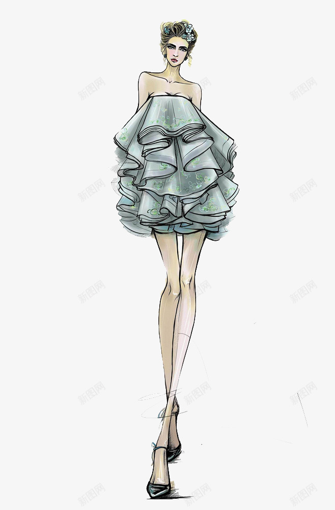 抹胸礼服png免抠素材_新图网 https://ixintu.com 小礼服 手绘图 抹胸裙 服装设计