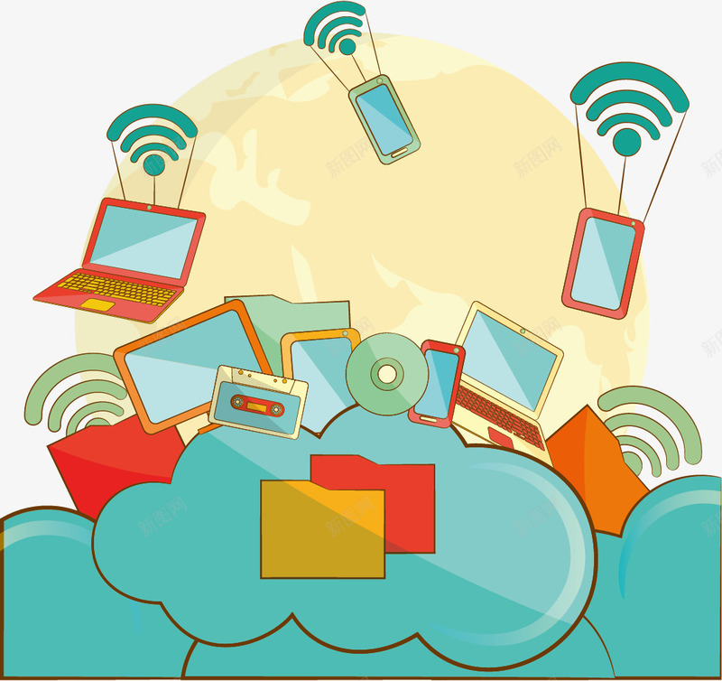 无线网络云科技png免抠素材_新图网 https://ixintu.com WIFI 云平台 云科技 技术 数据 无线 电脑 资讯 通讯