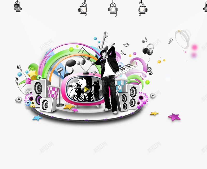音乐网页png免抠素材_新图网 https://ixintu.com 休闲娱乐网页 音乐 音乐网页 音乐网页广告 音响