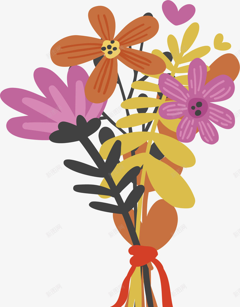 情人节花束卡通插画矢量图ai免抠素材_新图网 https://ixintu.com 卡通插画 彩色 情人节 爱情 礼物 花束 花瓣 矢量图