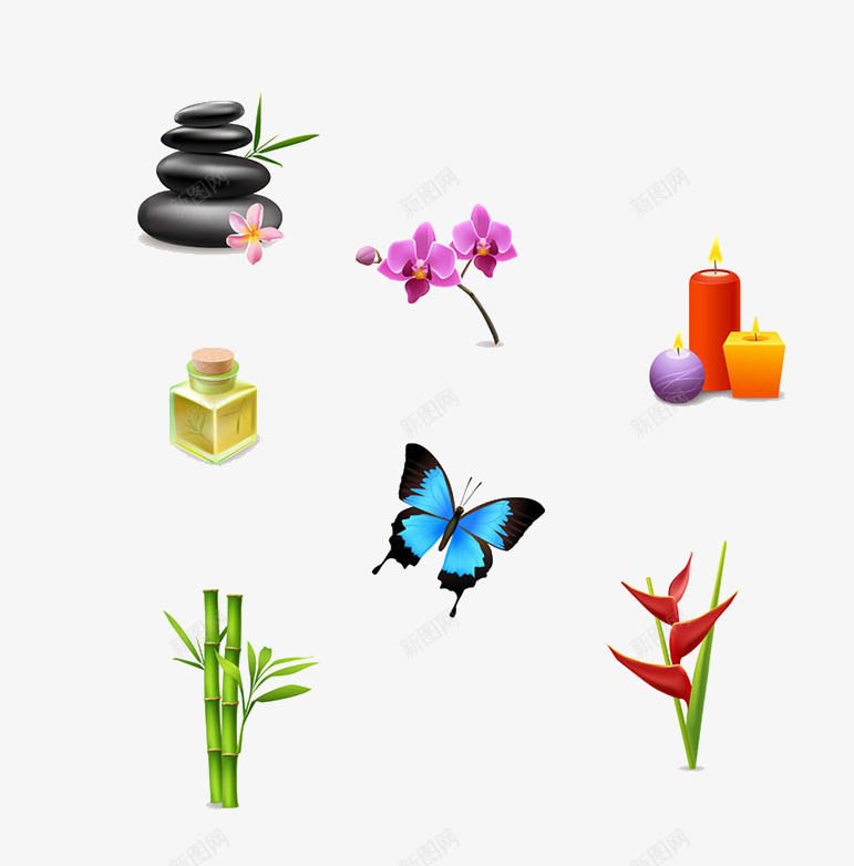竹子蝴蝶和蜡烛png免抠素材_新图网 https://ixintu.com 卡通 竹子 蜡烛 蝴蝶 香薰