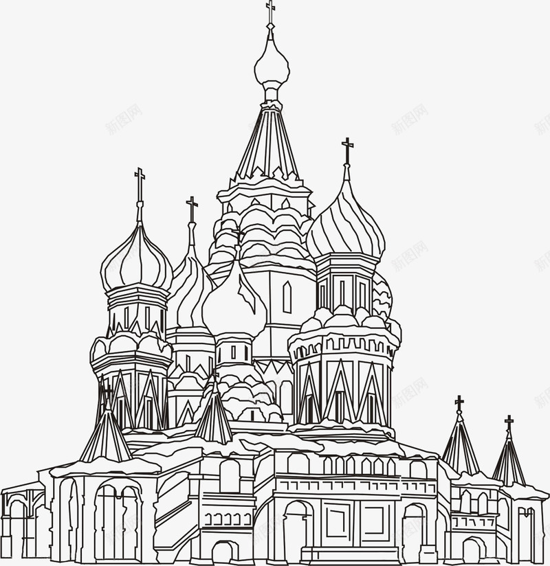 欧式建筑图线图标png_新图网 https://ixintu.com 建筑景观 建筑线图 房屋 标识标志图标 欧式城堡 线条建筑 自然景观