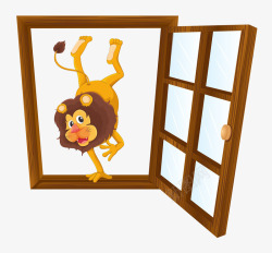翻窗户倒立翻窗户的狮子高清图片