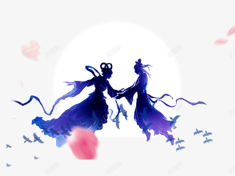 牛郎和织女png免抠素材_新图网 https://ixintu.com 七夕 七夕背景图 人物 情人节 情侣 手绘 牛郎和织女 装饰品