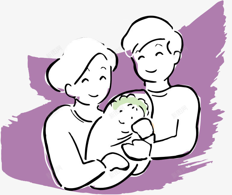 温馨时刻png免抠素材_新图网 https://ixintu.com 家庭 手绘 欢乐 父母
