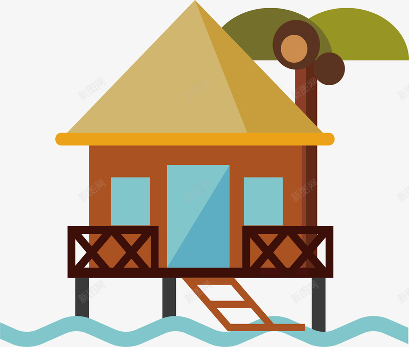 海边度假小屋矢量图ai免抠素材_新图网 https://ixintu.com 国庆 国庆度假 度假 度假小屋 海边度假 矢量png 矢量图