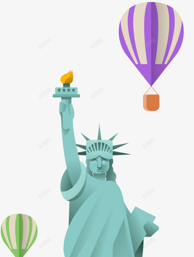 手绘自由女神像插画png免抠素材_新图网 https://ixintu.com 插画 旅游 旅行 无拘无束 热气球 纽约 美国 美国风情 自由女神像