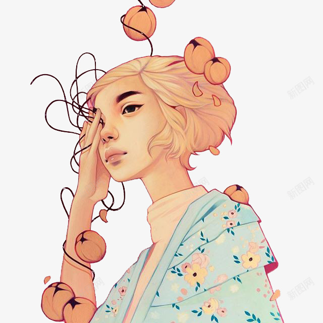 细腻优雅女生插画png免抠素材_新图网 https://ixintu.com 优雅 女孩 女生 手绘 描绘 插画 素描 细腻 肖像