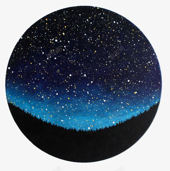 圆形夜空png免抠素材_新图网 https://ixintu.com 夜空插画 星星 星空 深夜 美景