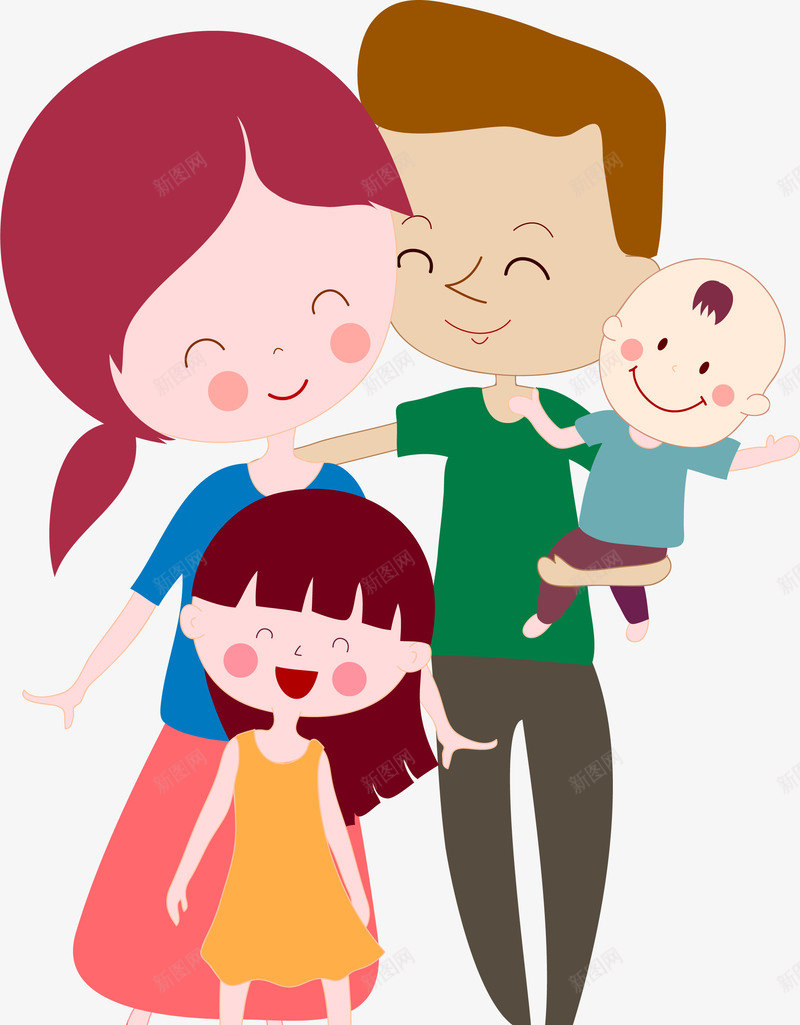 手绘小清新一家四口人物插画图案矢量图ai免抠素材_新图网 https://ixintu.com 一家四口人物 卡通家庭插画 家庭 家庭插画装饰 小清新 手绘家庭插画 插画 矢量图