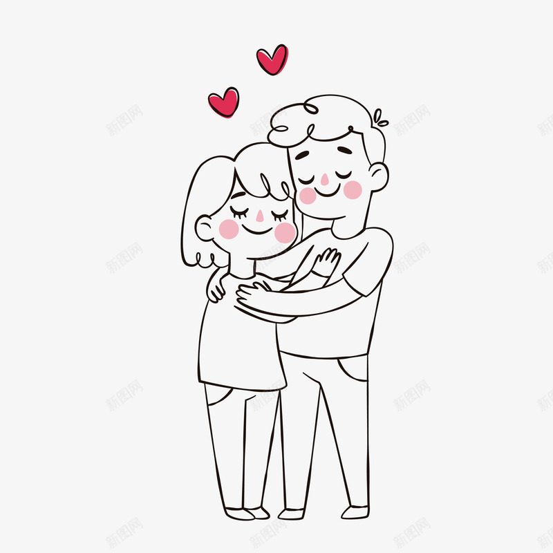 情人节情侣案矢量图ai免抠素材_新图网 https://ixintu.com 卡通 告白 情人节 情侣 手绘 拥抱 甜蜜 纹理 纹路 节日 装饰 矢量图