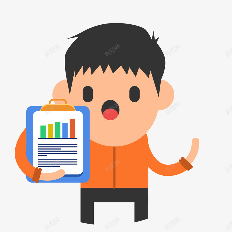手拿工作表png免抠素材_新图网 https://ixintu.com 工作表 扁平化风格 报告 柱形图