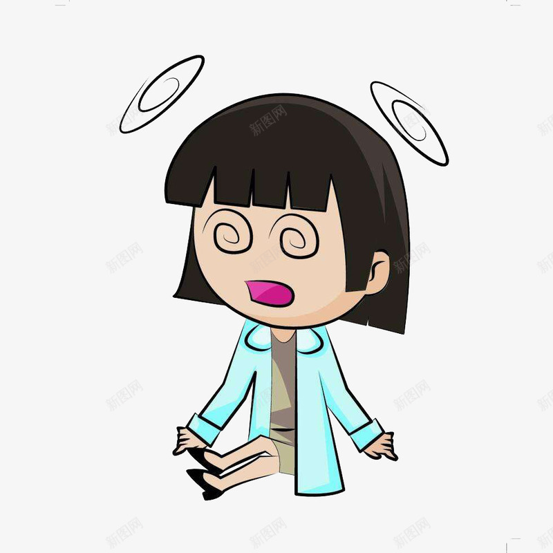 卡通女人坐倒生病眩晕png免抠素材_新图网 https://ixintu.com 卡通 卡通眩晕 坐倒 女人 插画 昏倒 晕倒 生病 眩晕 醉酒 难受