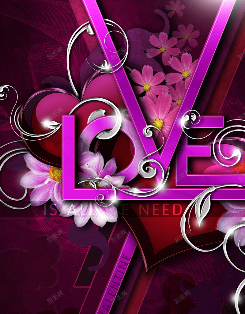 love爱紫色花朵海报背景七夕情人节png免抠素材_新图网 https://ixintu.com love 七夕 情人节 海报 紫色 背景 花朵