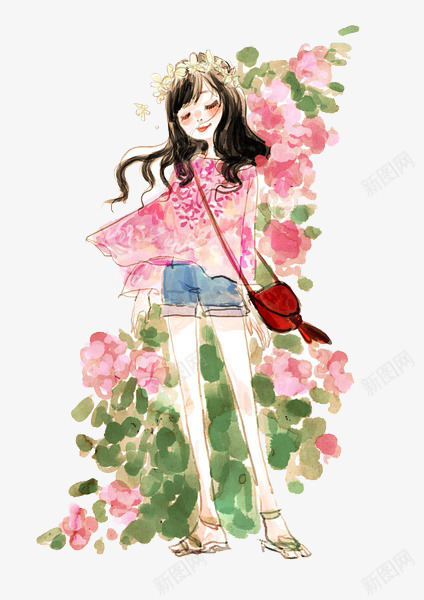 少女系唯美手绘插画png免抠素材_新图网 https://ixintu.com 女孩 女生 少女 手绘 插画 水彩 青春