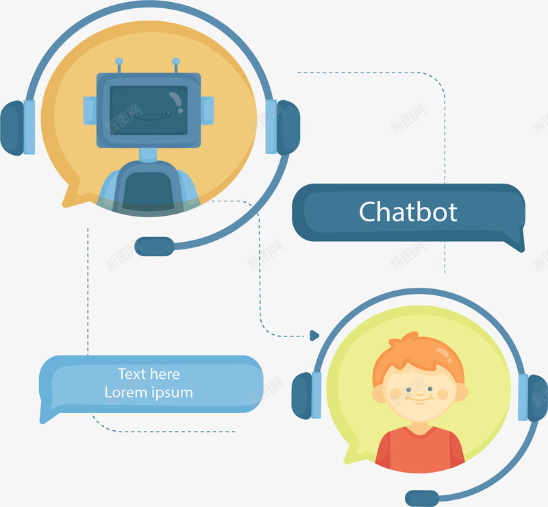 人工智能人机对话矢量图ai免抠素材_新图网 https://ixintu.com 人工智能 人机对话 对话 机器人 矢量png 高科技 矢量图