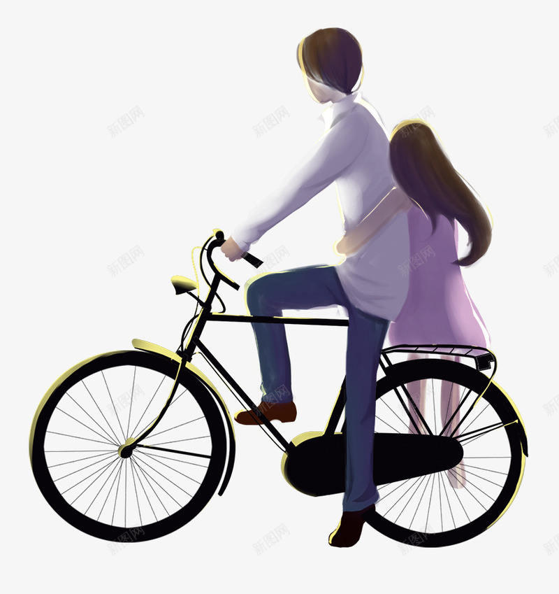 手绘人物插图骑自行车的情侣背影png免抠素材_新图网 https://ixintu.com 人物插图 情侣 手绘 手绘人物插图骑自行车的情侣背影插画免费下载 插画 背影 自行车 骑车