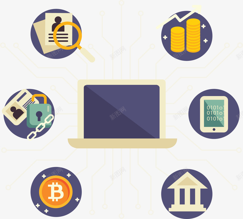 互联网区块链技术矢量图ai免抠素材_新图网 https://ixintu.com 互联网 区块链 比特币 矢量png 网络科技 金融 矢量图