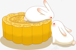 中秋月饼装饰中秋月饼兔子插画高清图片