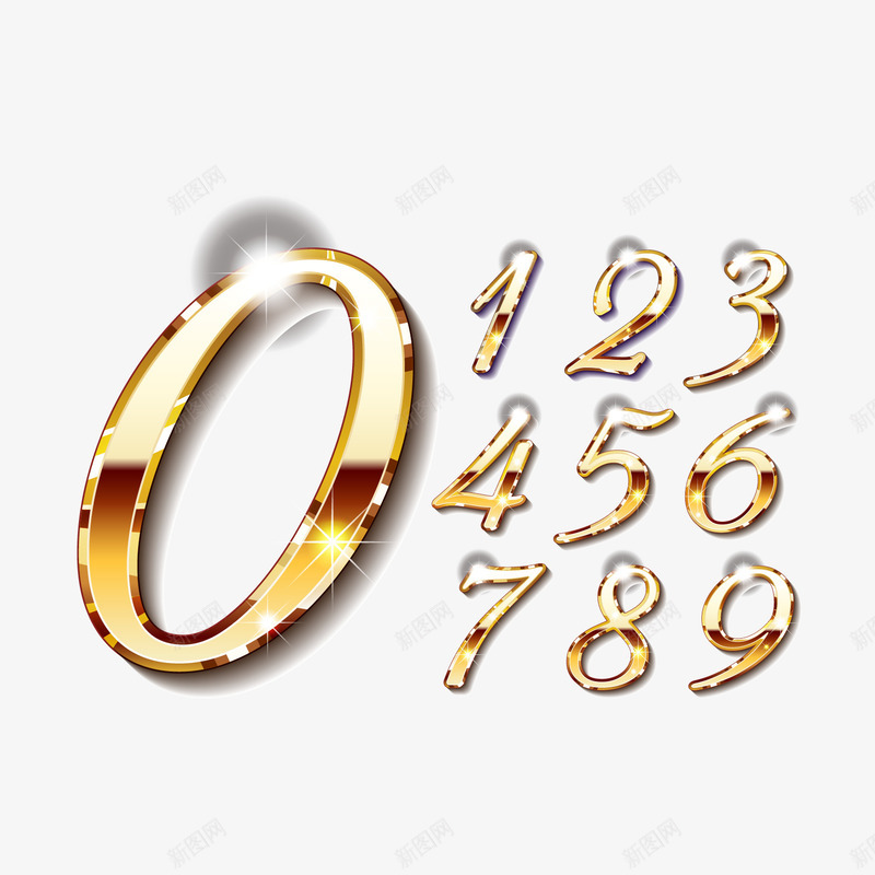 金色质感数字png免抠素材_新图网 https://ixintu.com 娱乐 金色质感数字