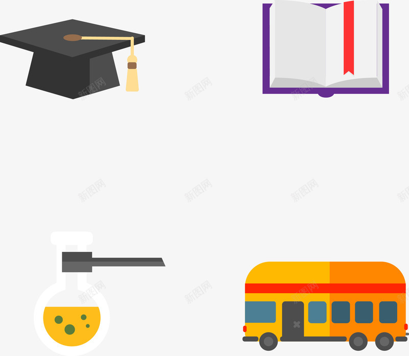 手绘学校图标矢量图ai_新图网 https://ixintu.com 图标 学习 学校 扁平 手绘 矢量图