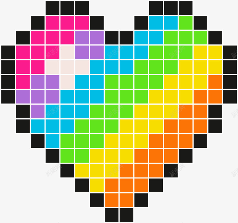 情人节多彩像素爱心png免抠素材_新图网 https://ixintu.com LOVE 低像素 像素爱心 婚庆 彩色爱心 心形 情人节 浪漫 点阵图 爱情