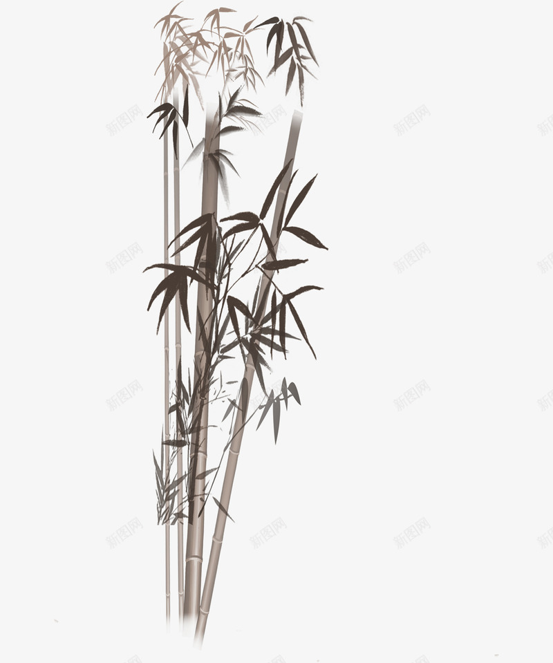 中国风竹子水墨画png免抠素材_新图网 https://ixintu.com 中国风 水墨画 竹子 黑色