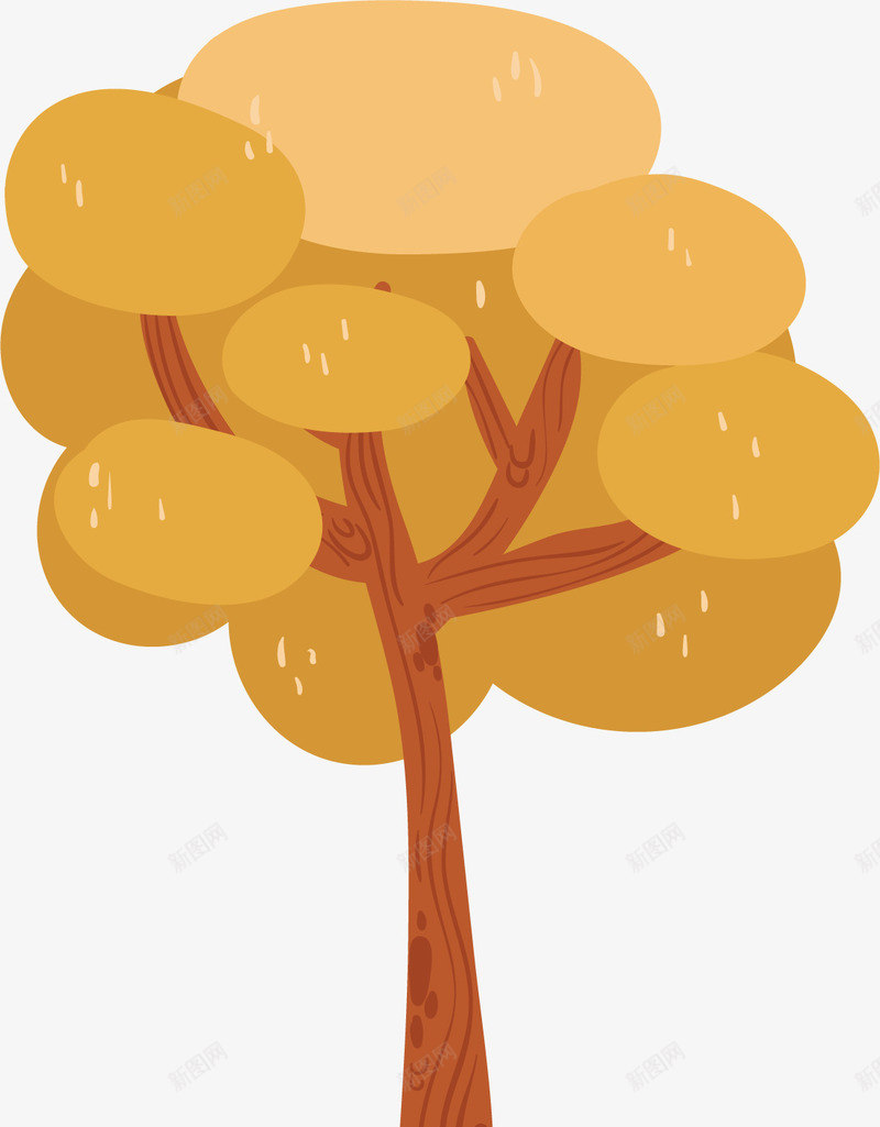 卡通树矢量图ai免抠素材_新图网 https://ixintu.com PNG图 PNG图下载 创意卡通 卡通 卡通插图 插图 枯黄的树 树 秋季树 立秋 矢量图