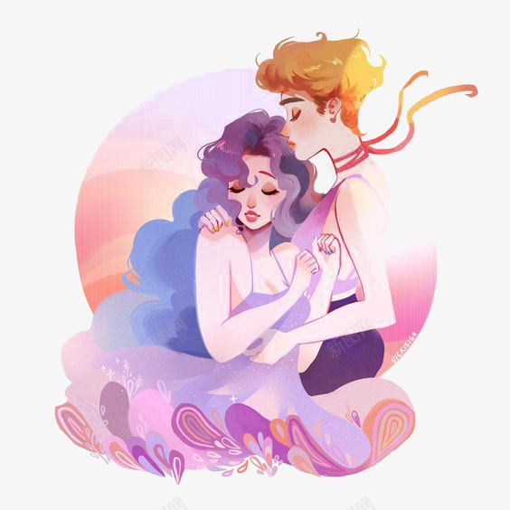 卡通情侣插画png免抠素材_新图网 https://ixintu.com 儿童插画 公主 性感公主 手绘情侣 王子 王子和公主 童话