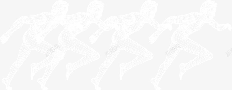 网格人科技插图png免抠素材_新图网 https://ixintu.com 多人 奔跑 插图 时尚 白色 科技 线 网格人