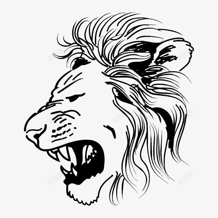 黑白动物线描png免抠素材_新图网 https://ixintu.com 素材合集 纹身图案 黑白动物线描