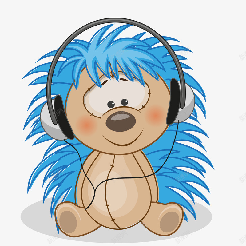 卡通听音乐的刺猬动物矢量图ai免抠素材_新图网 https://ixintu.com 刺猬 动物园 动物设计 卡通 听音乐 森林 蓝色 矢量图