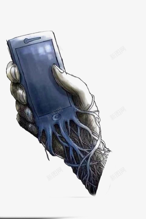 手绘手机元素png免抠素材_新图网 https://ixintu.com 低头族 手机插画 智能手机 沉迷手机 玩手机
