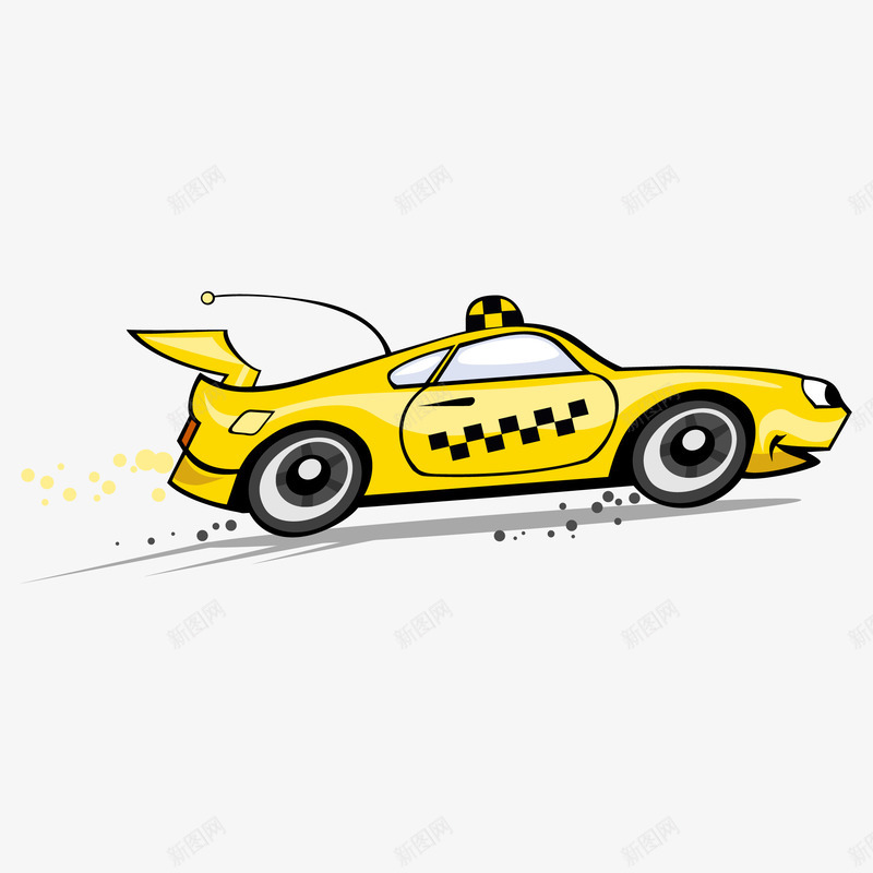 飞速前进的卡通汽车插画png免抠素材_新图网 https://ixintu.com 卡通 汽车简笔 赛车 飞驰 黄色