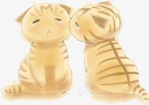 小猫png免抠素材_新图网 https://ixintu.com 小猫 彩画 手绘 猫咪 相爱 黄色