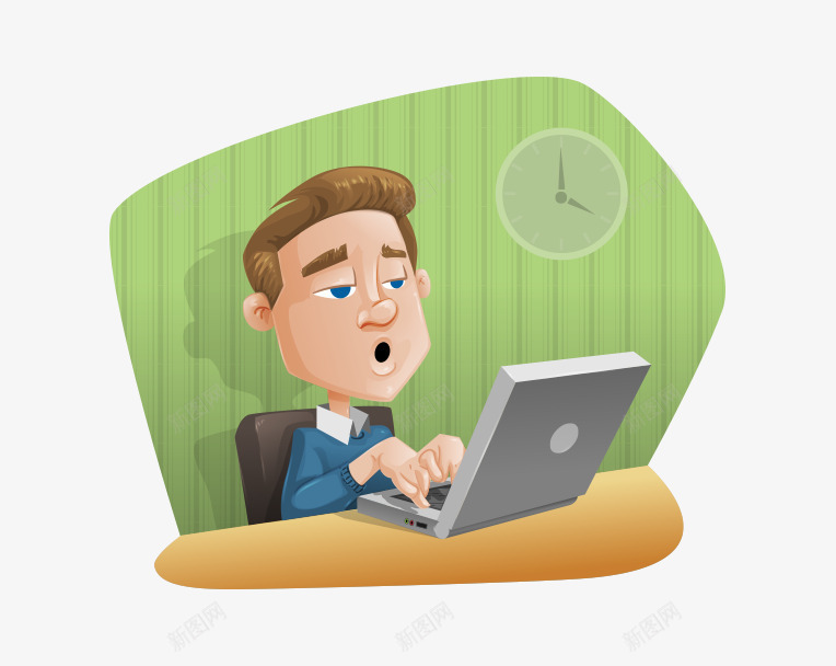男人加班图png免抠素材_新图网 https://ixintu.com 人物 加班 工作 时钟 电脑