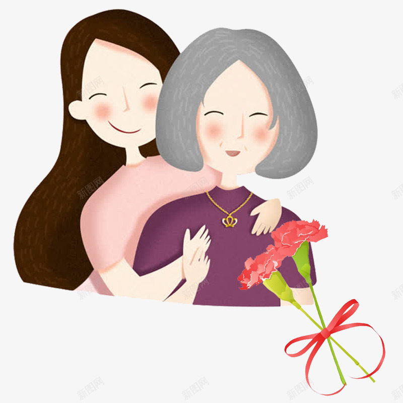 母亲节插画png免抠素材_新图网 https://ixintu.com 保养 康乃馨 彩铅母亲 白发老母亲 矢量源文件 老妈 老妈妈 老母亲