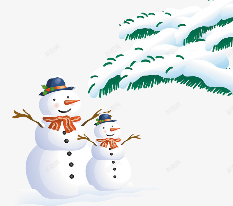 冬天滑雪png免抠素材_新图网 https://ixintu.com 木栏 树 雪地 雪点 雪花 风景