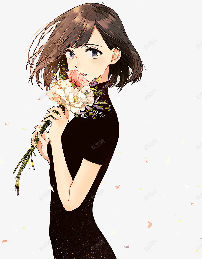 小清新手绘插画png免抠素材_新图网 https://ixintu.com 唯美 女生 少女风 手绘 插画 漫画 青春