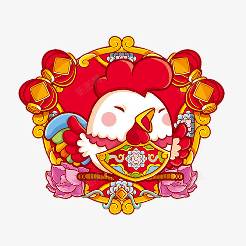 穿花衣的大公鸡png免抠素材_新图网 https://ixintu.com 卡通 大公鸡 新春 花衣裳