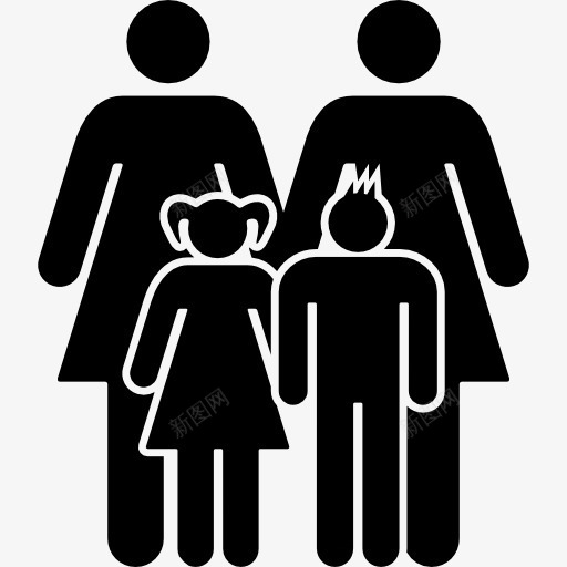 熟悉组与两个母亲和孩子的图标png_新图网 https://ixintu.com 人 女人 孩子 家庭 熟悉的母亲