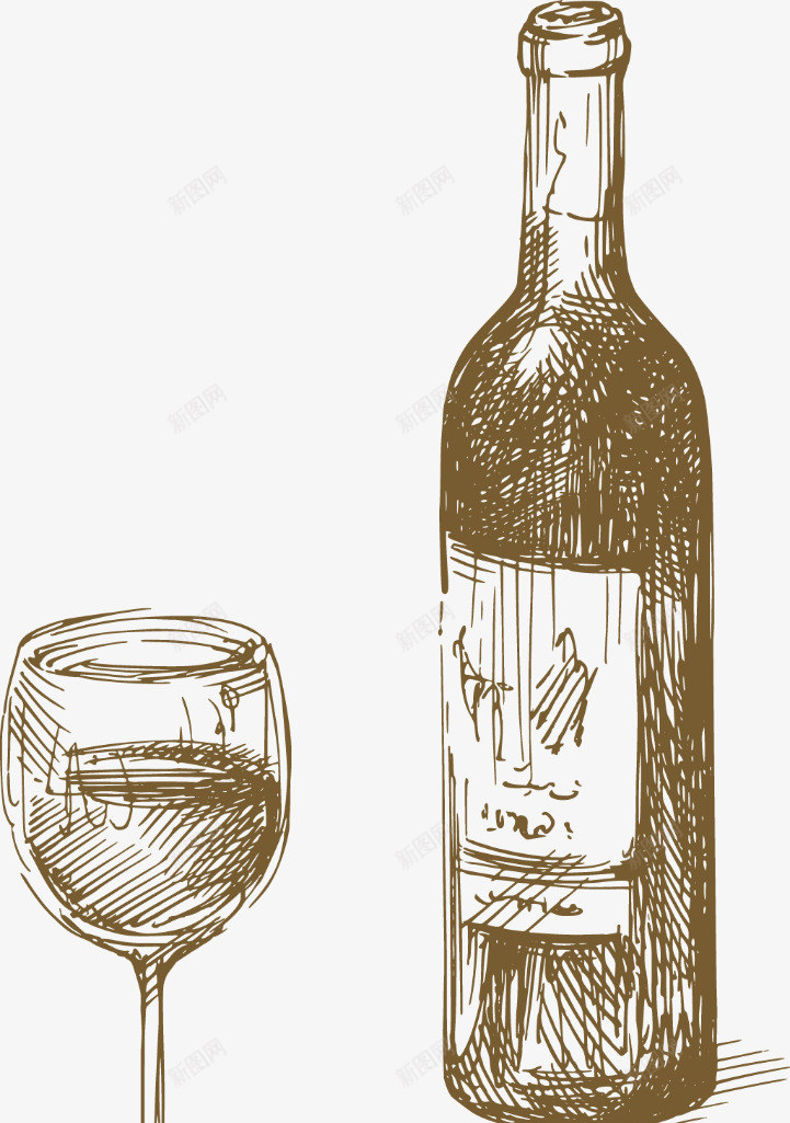 酒元素png免抠素材_新图网 https://ixintu.com 素描 酒 酒杯 酒瓶