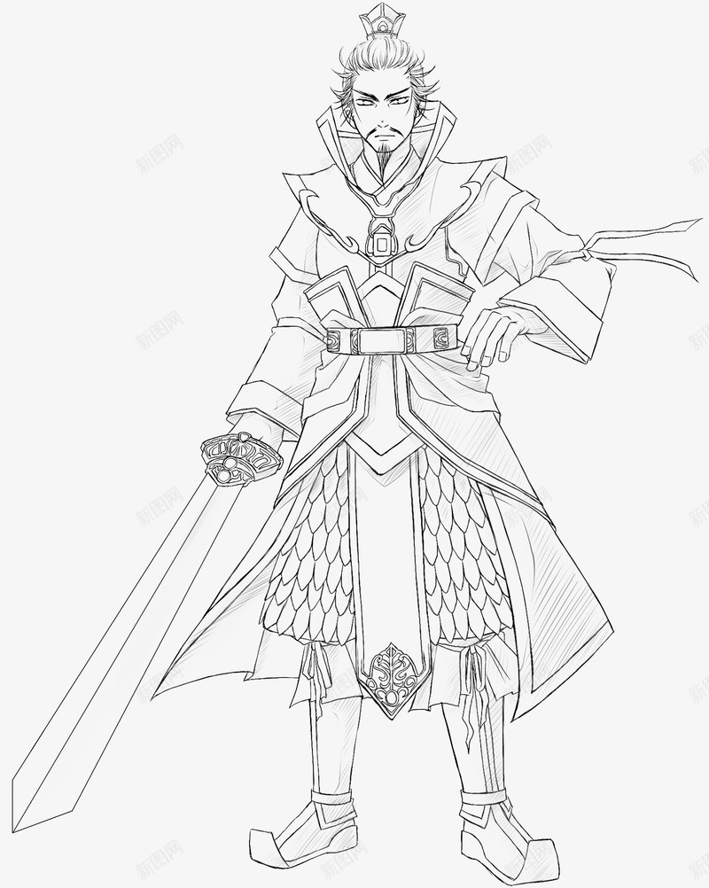 手绘古装人物png免抠素材_新图网 https://ixintu.com 卡通人物 古装线稿 手绘 手绘古装 线描古装